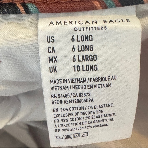 American Eagle Mom‎ Jeans Size 6 Long Striped Mauve Navy Turquoise Peach NWT - Picture 7 of 7